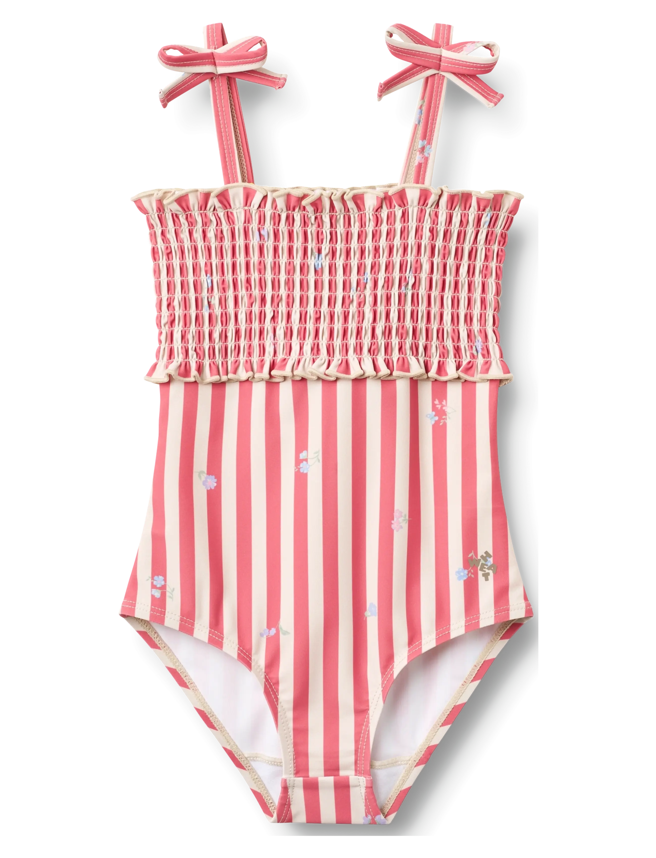 Wheat Swimsuit Selma - Lapsed 98–134 - RED STRIPE FLOWERS / pink/rose