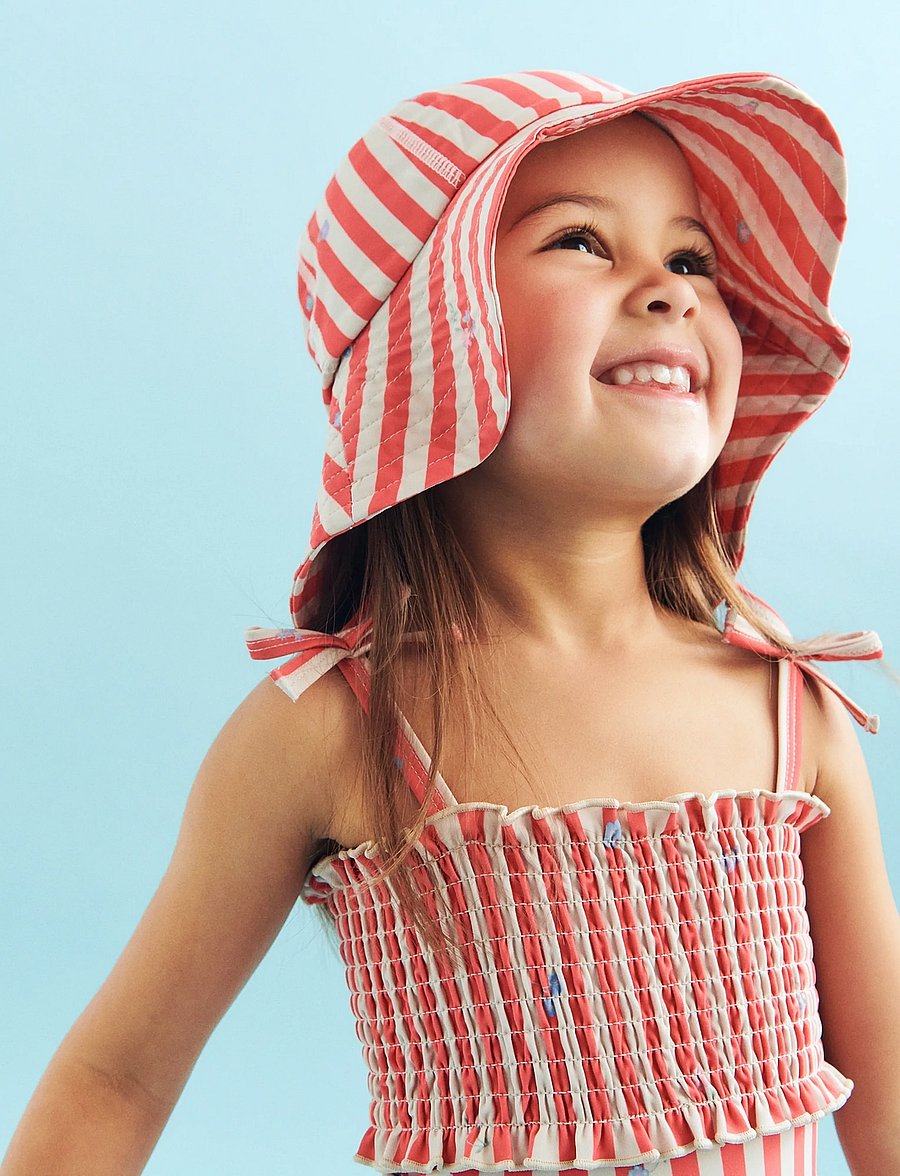 Wheat - Swimsuit Selma - uv-bekleidung - red stripe flowers - 0