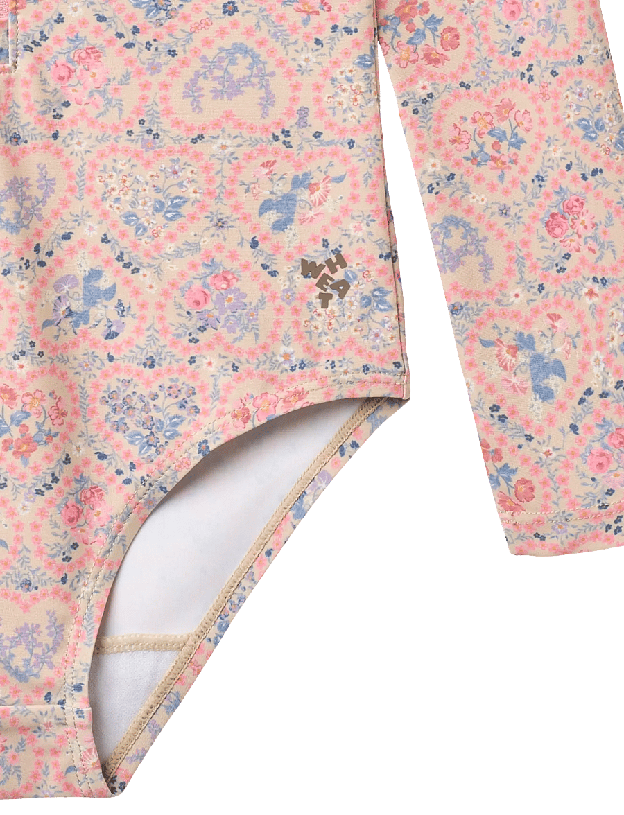Wheat - Swimsuit L/S Margot - pink heart flowers - 3