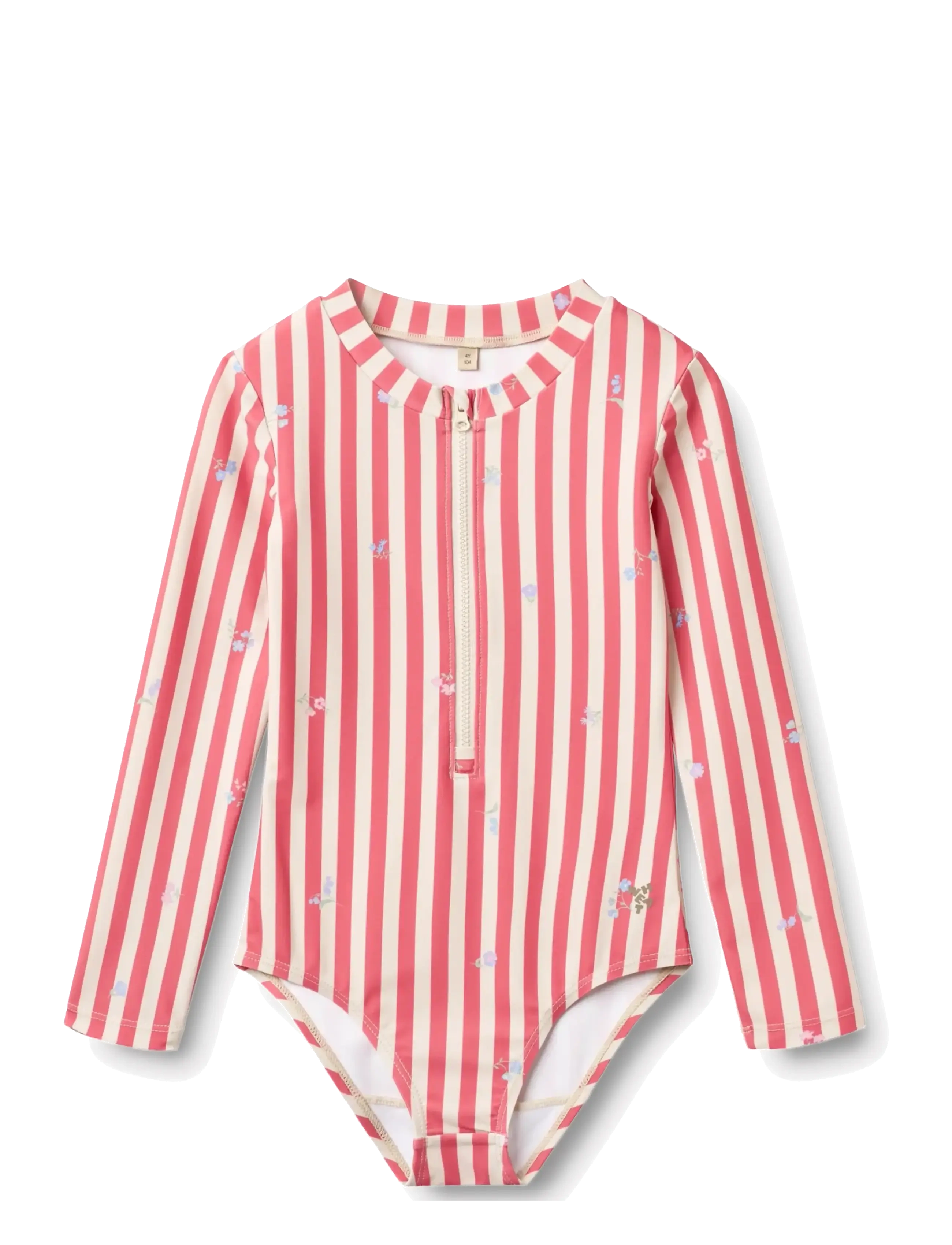Wheat Swimsuit L/S Margot - Swimwear - RED STRIPE FLOWERS / red