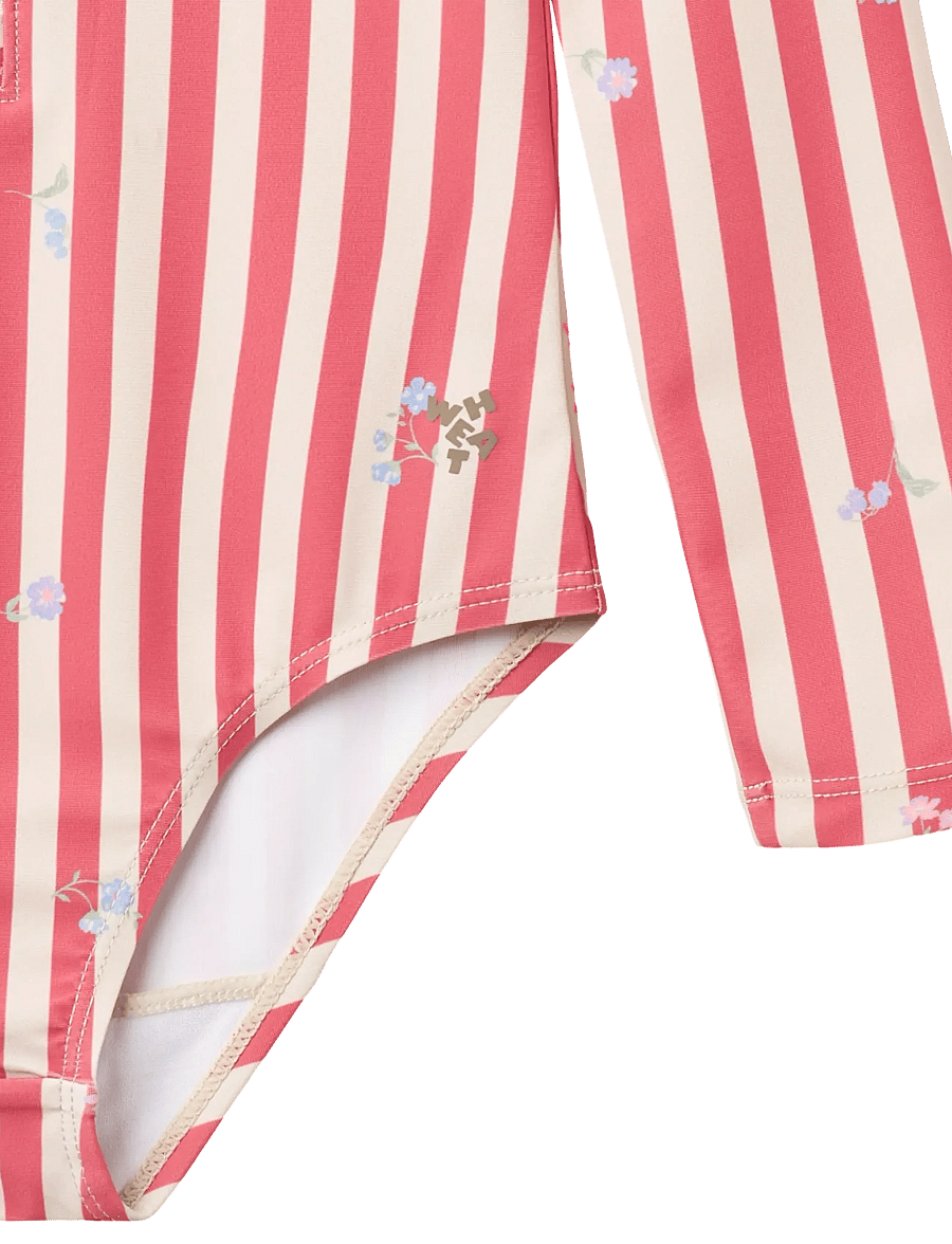 Wheat - Swimsuit L/S Margot - badedragter - red stripe flowers - 2