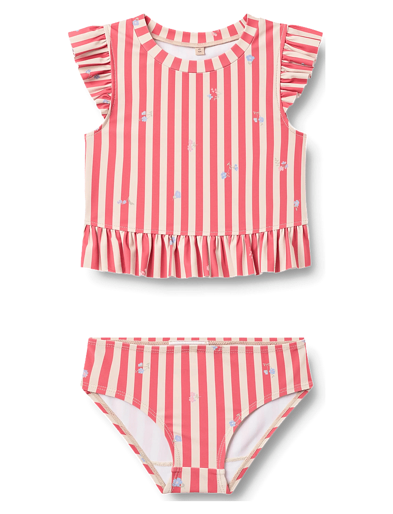 Wheat - Swim Set 2-piece Alma - bikinis - red stripe flowers - 0