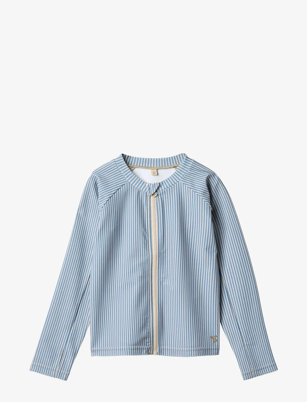 Wheat - Swim t-shirt L/S zip Ada - swim tops - blue swim stripe - 0