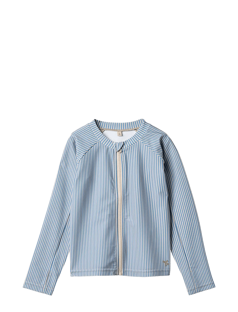 Wheat - Swim t-shirt L/S zip Ada - swim tops - blue swim stripe - 0
