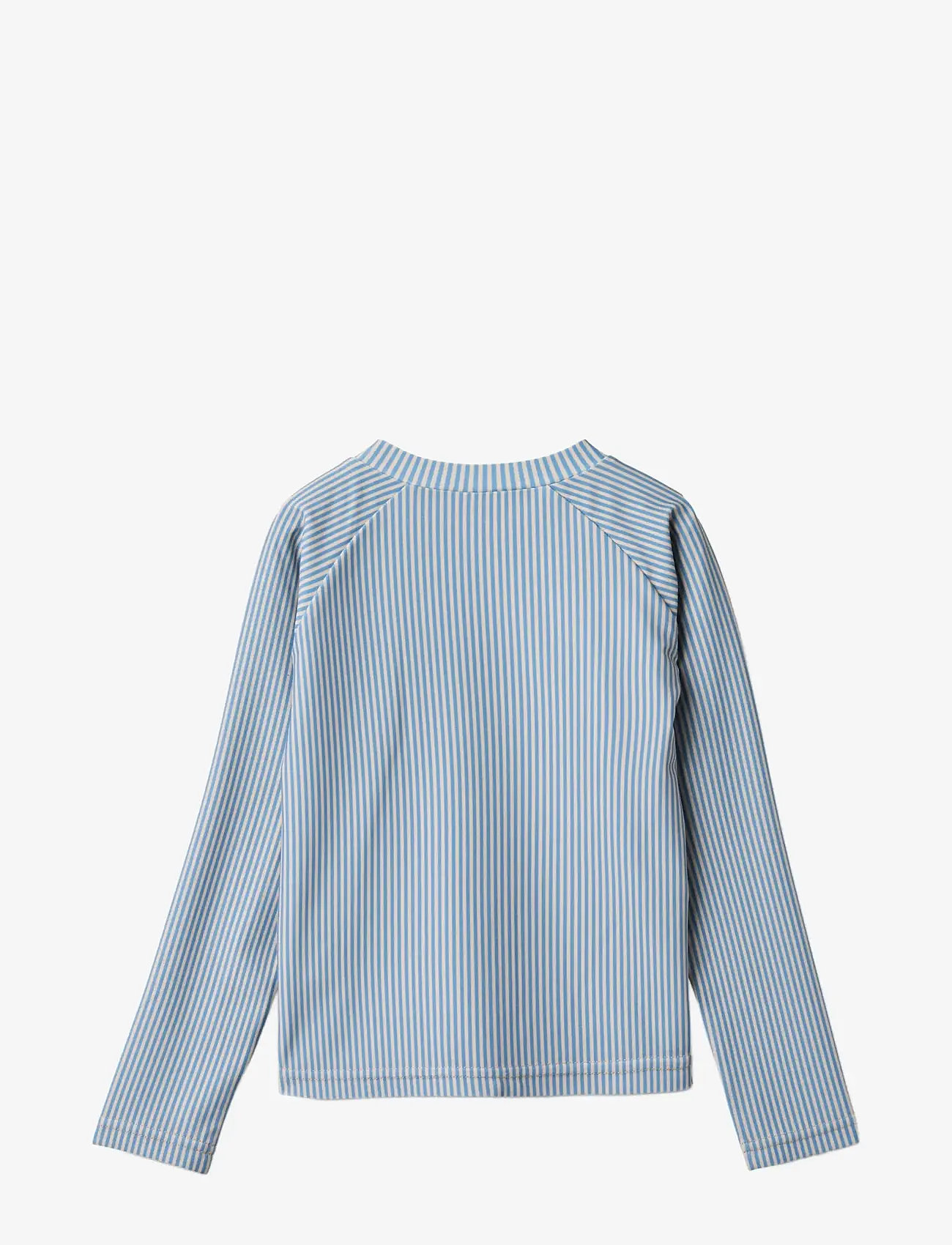 Wheat - Swim t-shirt L/S zip Ada - swim tops - blue swim stripe - 1