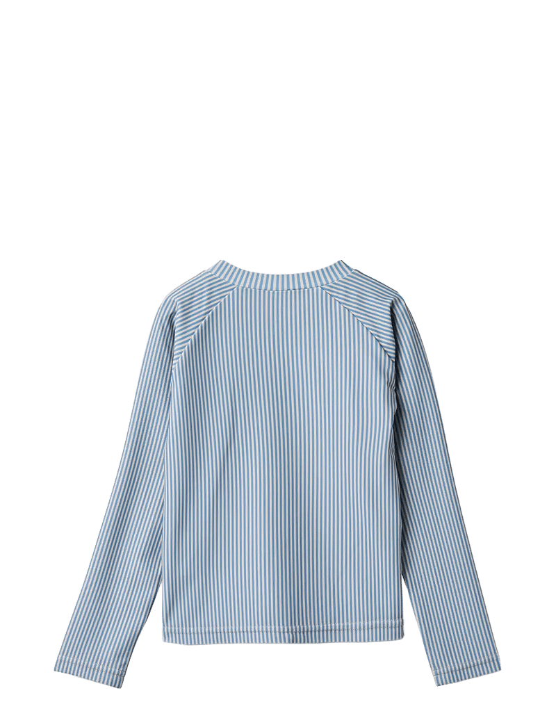 Wheat - Swim t-shirt L/S zip Ada - swim tops - blue swim stripe - 1