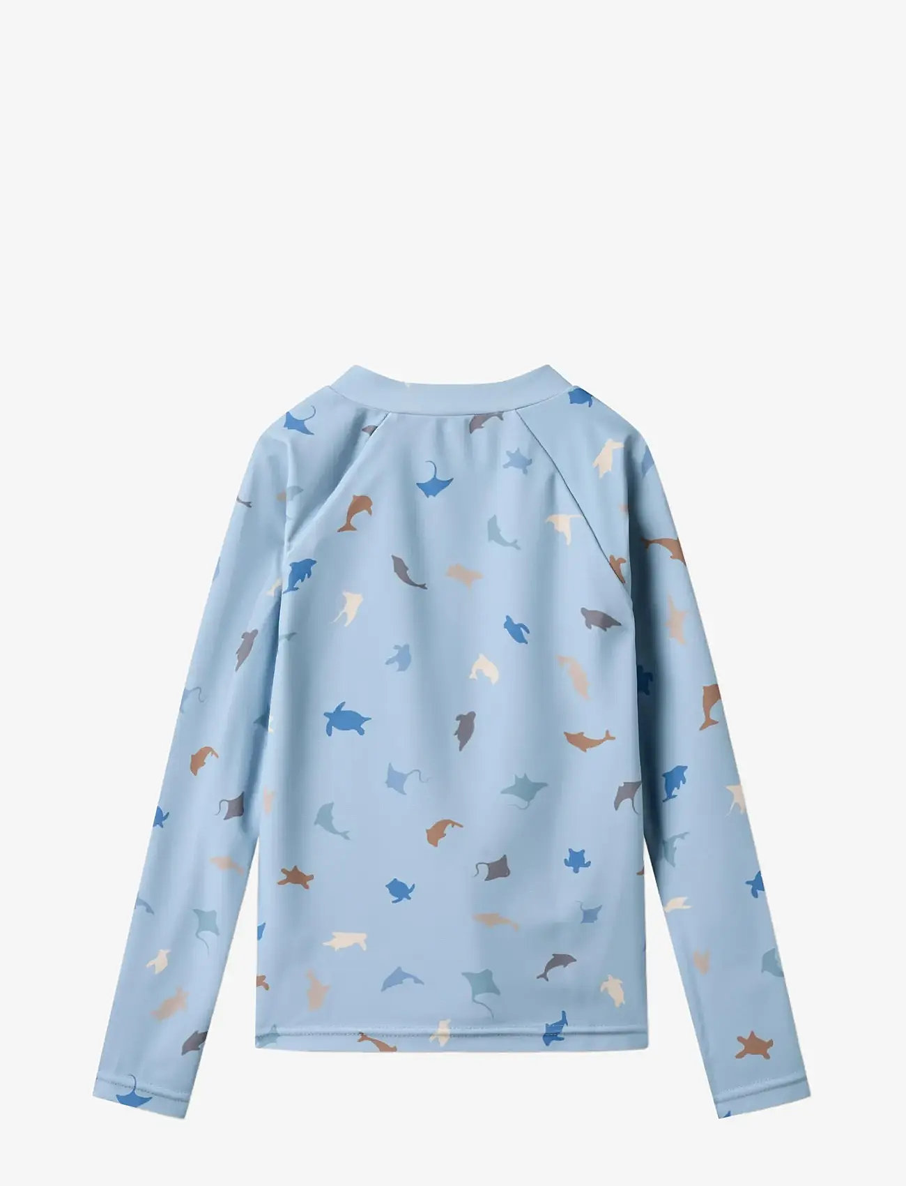 Wheat - Swim t-shirt L/S zip Ada - badtoppar - soft blue sea life - 2
