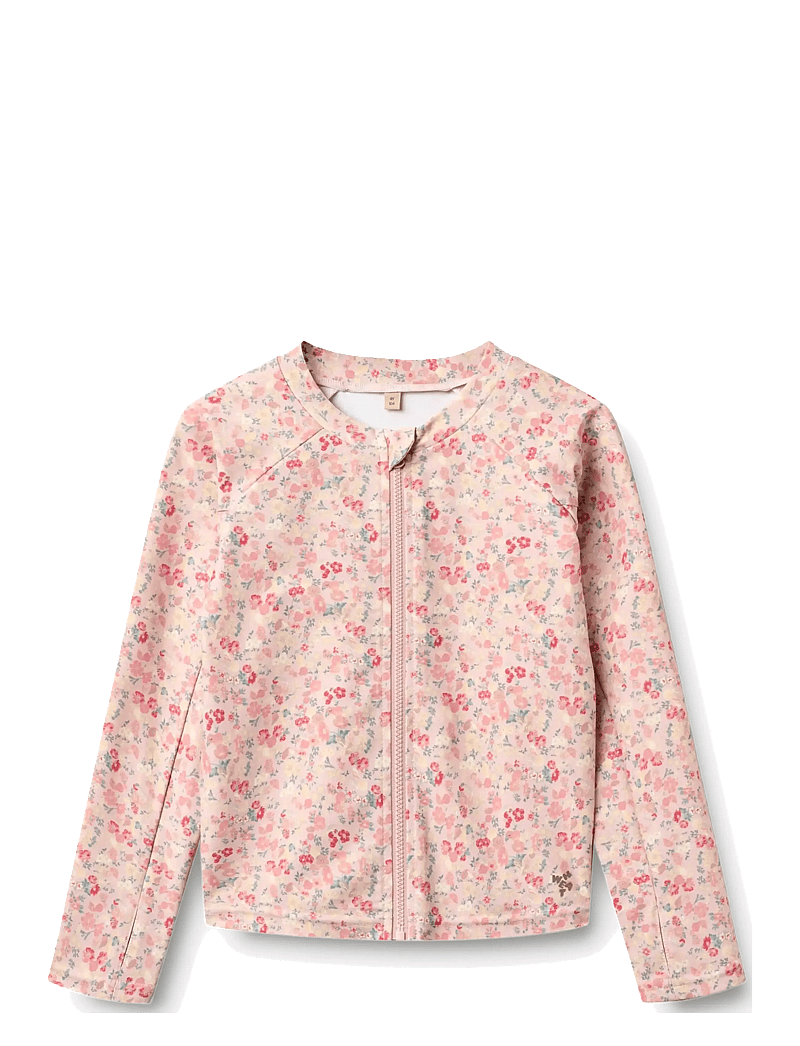 Wheat - Swim T-shirt L/S Zip Ada - ujumisriiete ülaosad - powder flowers and seashells - 0