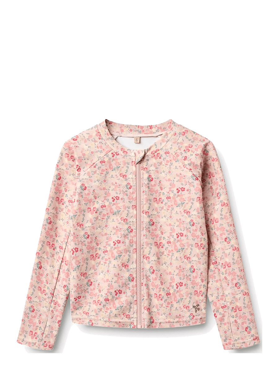 Wheat - Swim T-shirt L/S Zip Ada - ujumisriiete ülaosad - powder flowers and seashells - 0