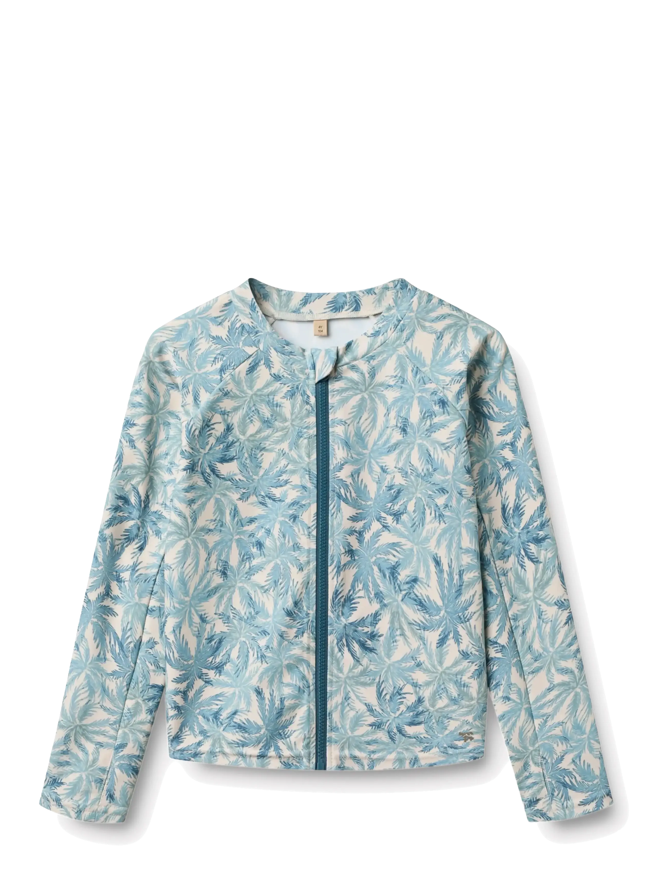 Wheat Swim T-shirt L/S Zip Ada - Fatnaður - BLUE PALM / blue