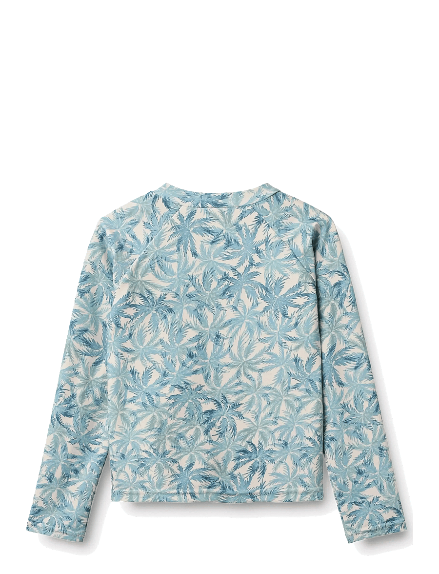 Wheat - Swim T-shirt L/S Zip Ada - badeoverdele - blue palm - 1