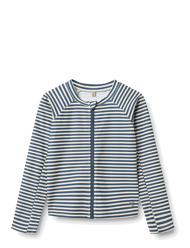 Wheat - Swim T-shirt L/S Zip Ada - ujumisriiete ülaosad - blue stripe - 0