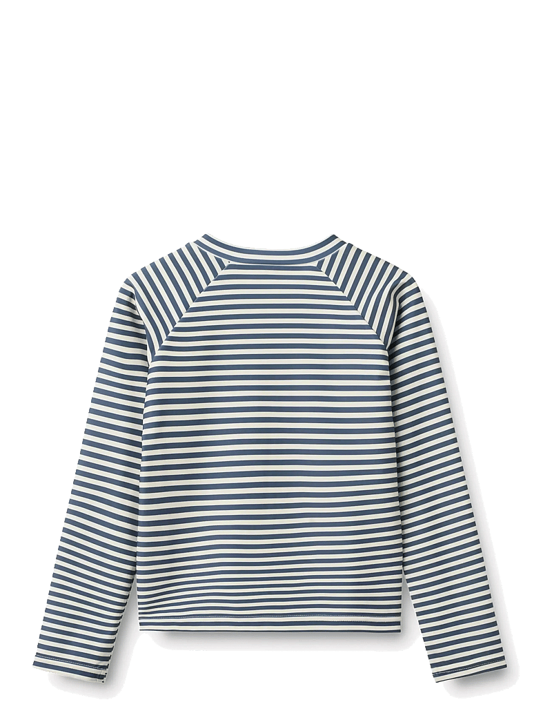 Wheat - Swim T-shirt L/S Zip Ada - ujumisriiete ülaosad - blue stripe - 1