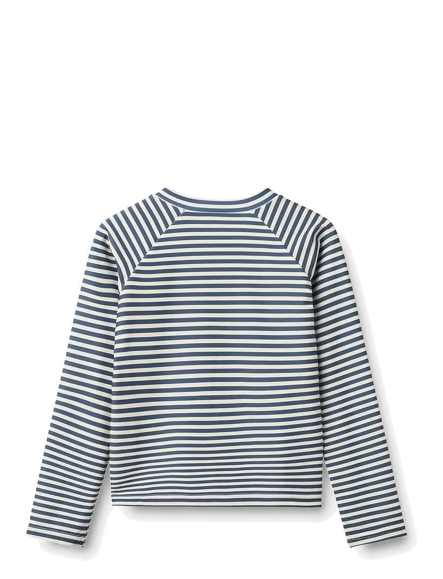 Wheat - Swim T-shirt L/S Zip Ada - badeoverdele - blue stripe - 1