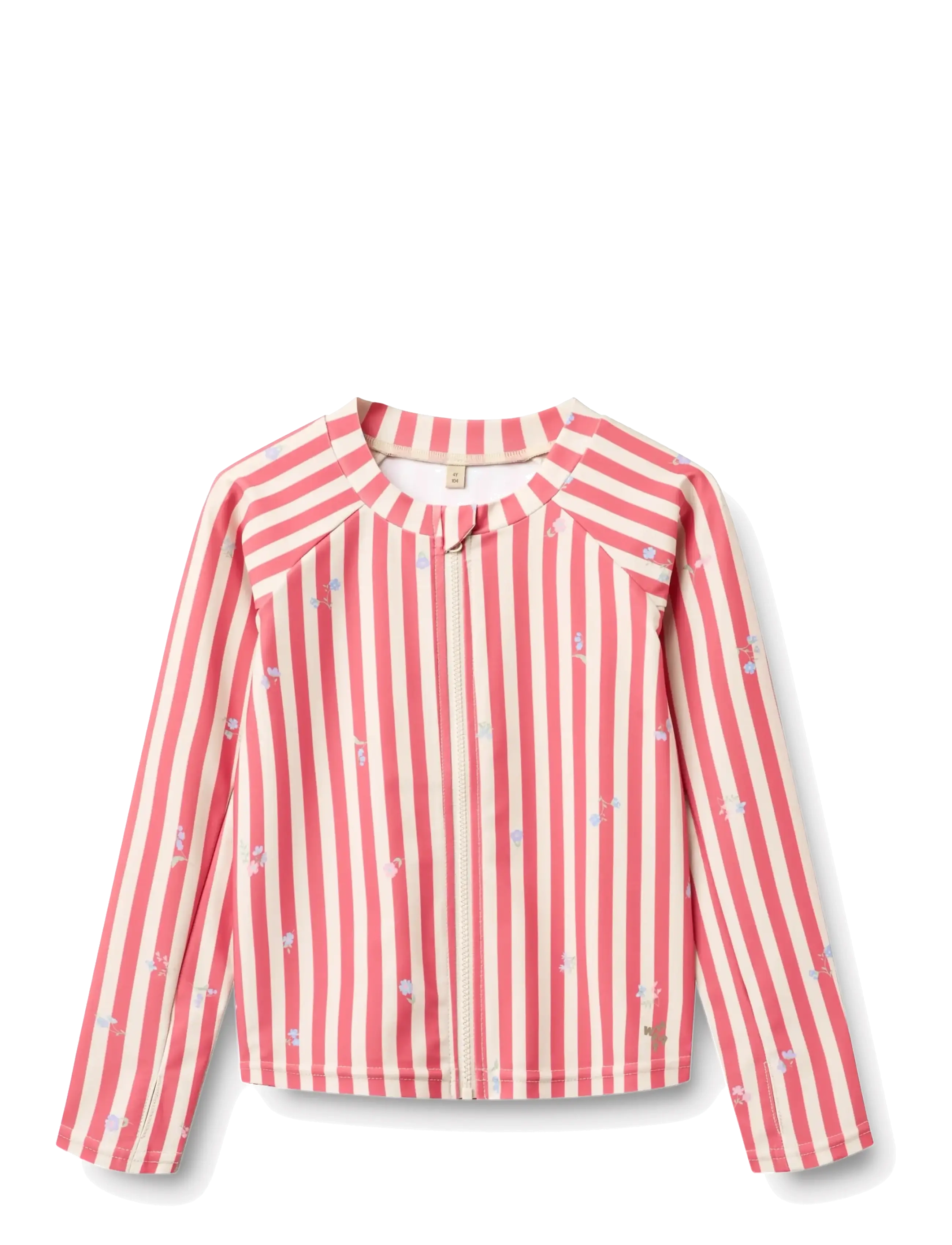 Wheat Swim T-shirt L/S Zip Ada - Kleidung - RED STRIPE FLOWERS / red