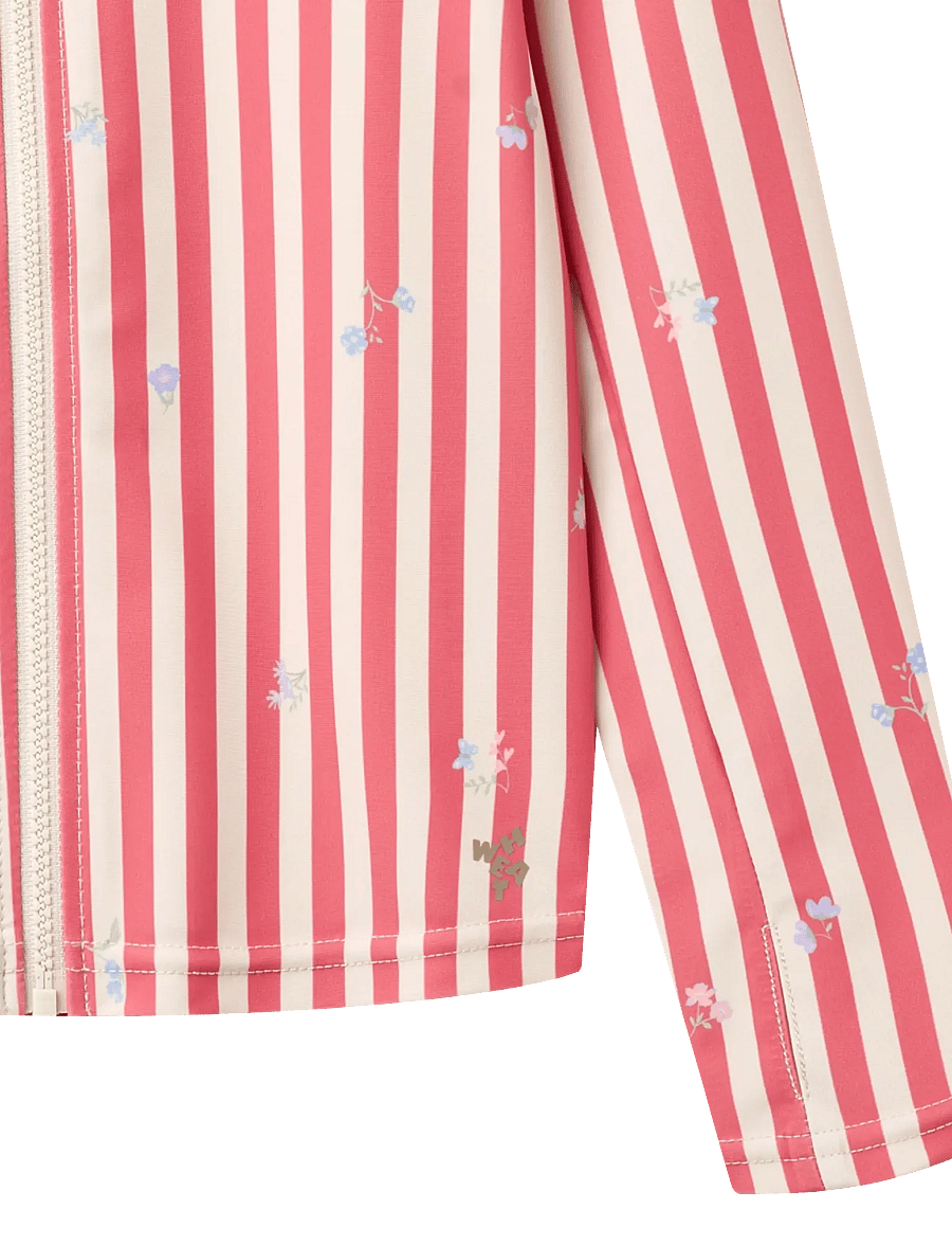 Wheat - Swim T-shirt L/S Zip Ada - badeoverdele - red stripe flowers - 2