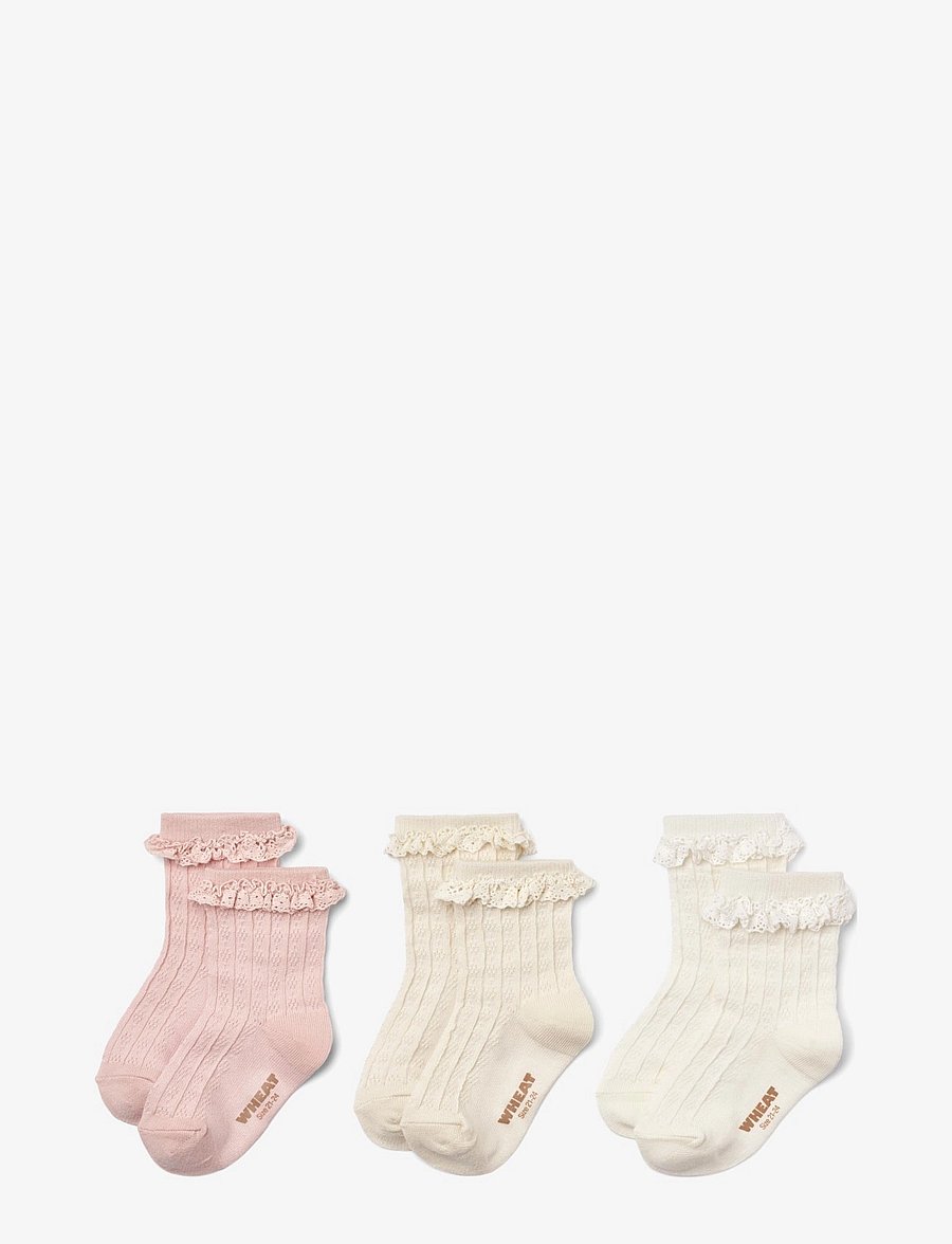 Wheat - 3 pk Naja lace socks - powder - 0