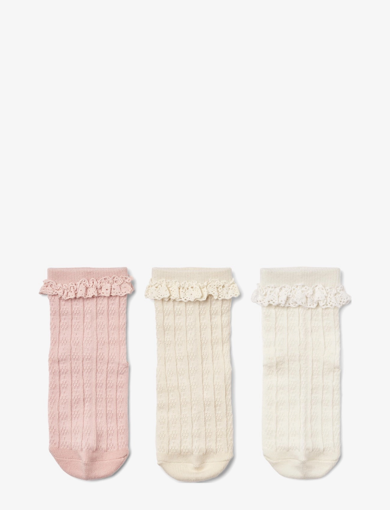 Wheat - 3 pk Naja lace socks - powder - 1