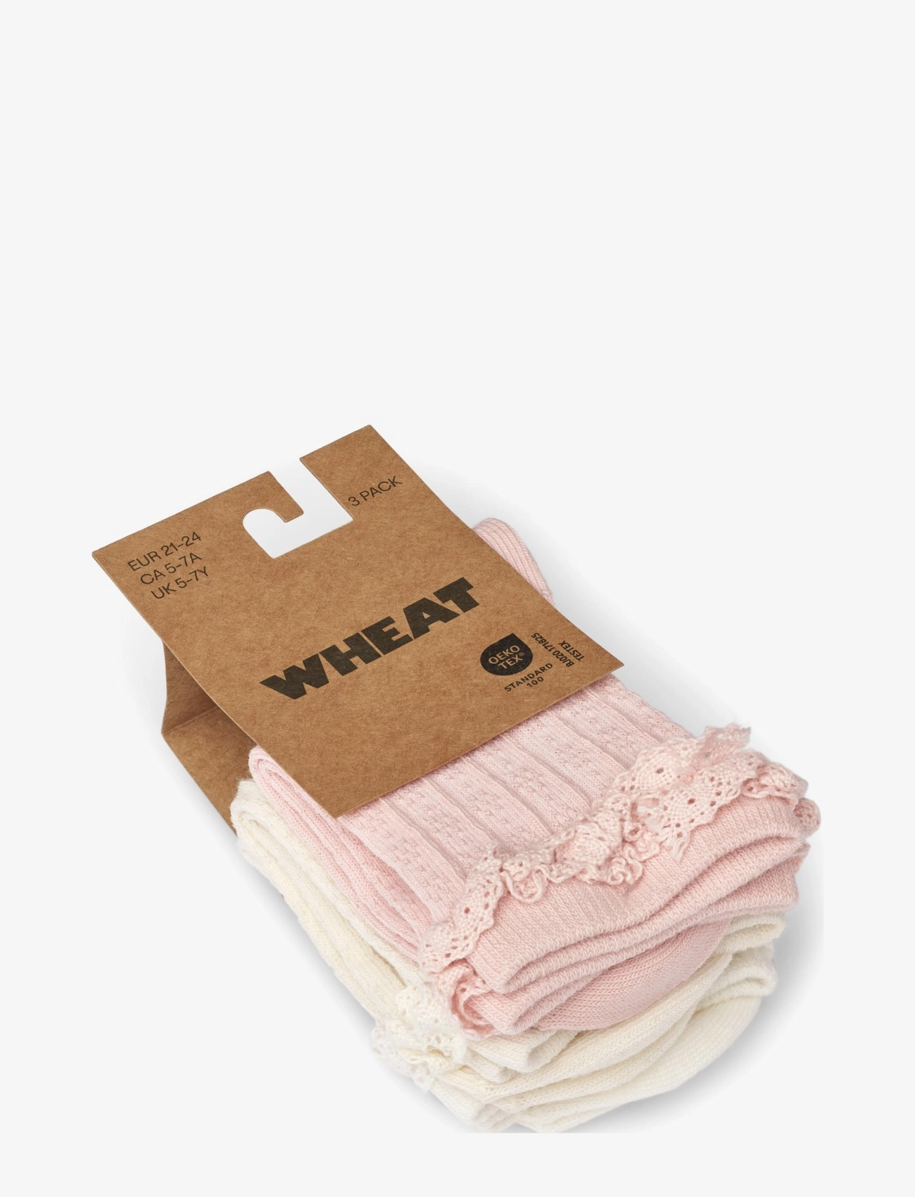 Wheat - 3 pk Naja lace socks - powder - 2