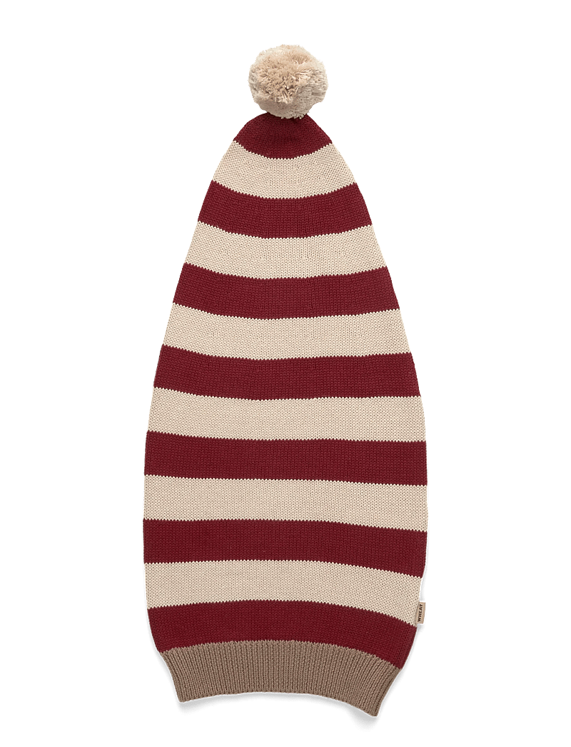 Wheat - Knitted Christmas Hat - vinterhuer - red stripe - 0