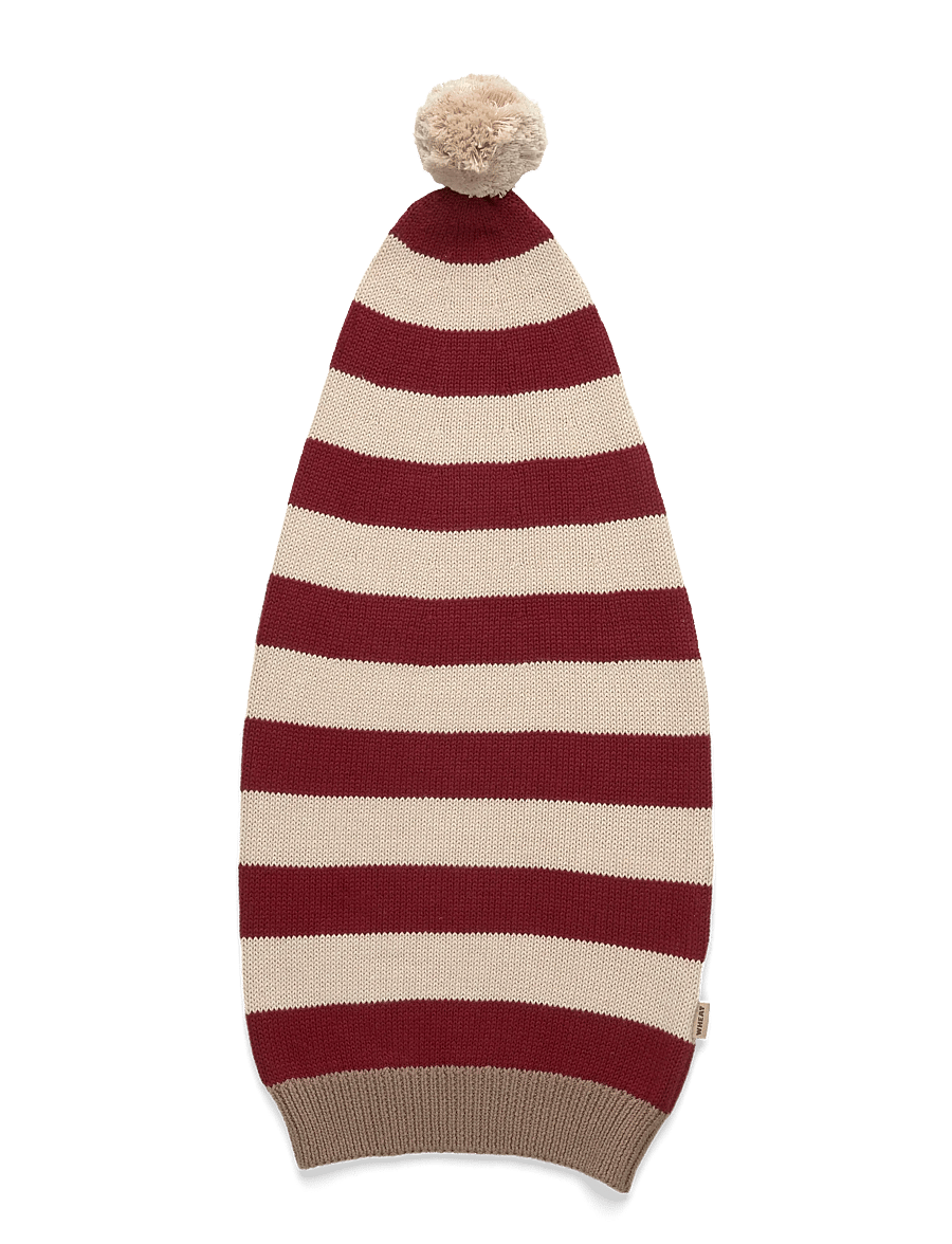 Wheat - Knitted Christmas Hat - vinterhuer - red stripe - 0