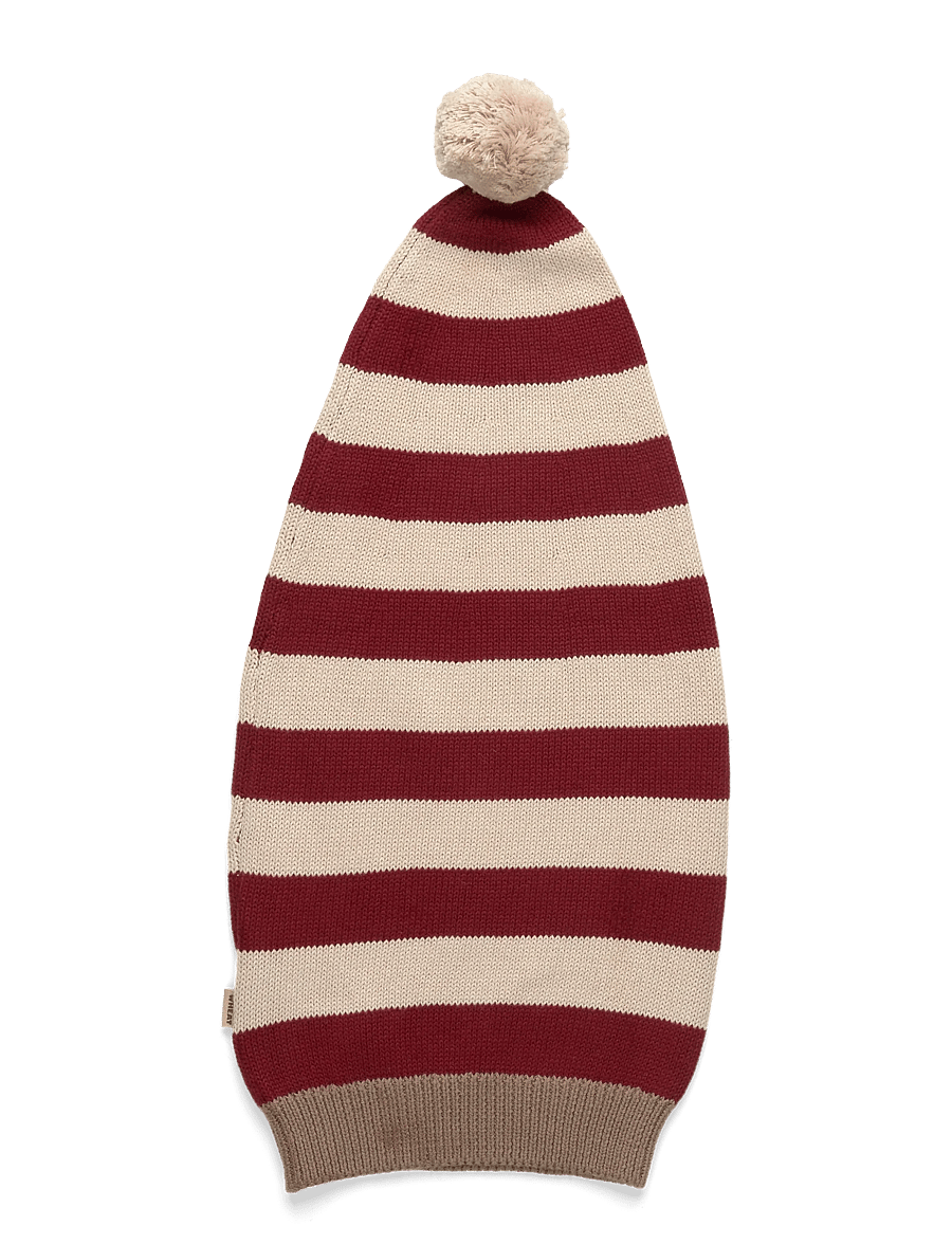 Wheat - Knitted Christmas Hat - vinterhuer - red stripe - 1