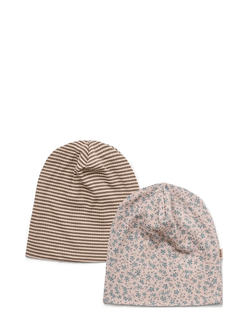 Wheat - 2 Wool Hat Emo - blue flowers - 0