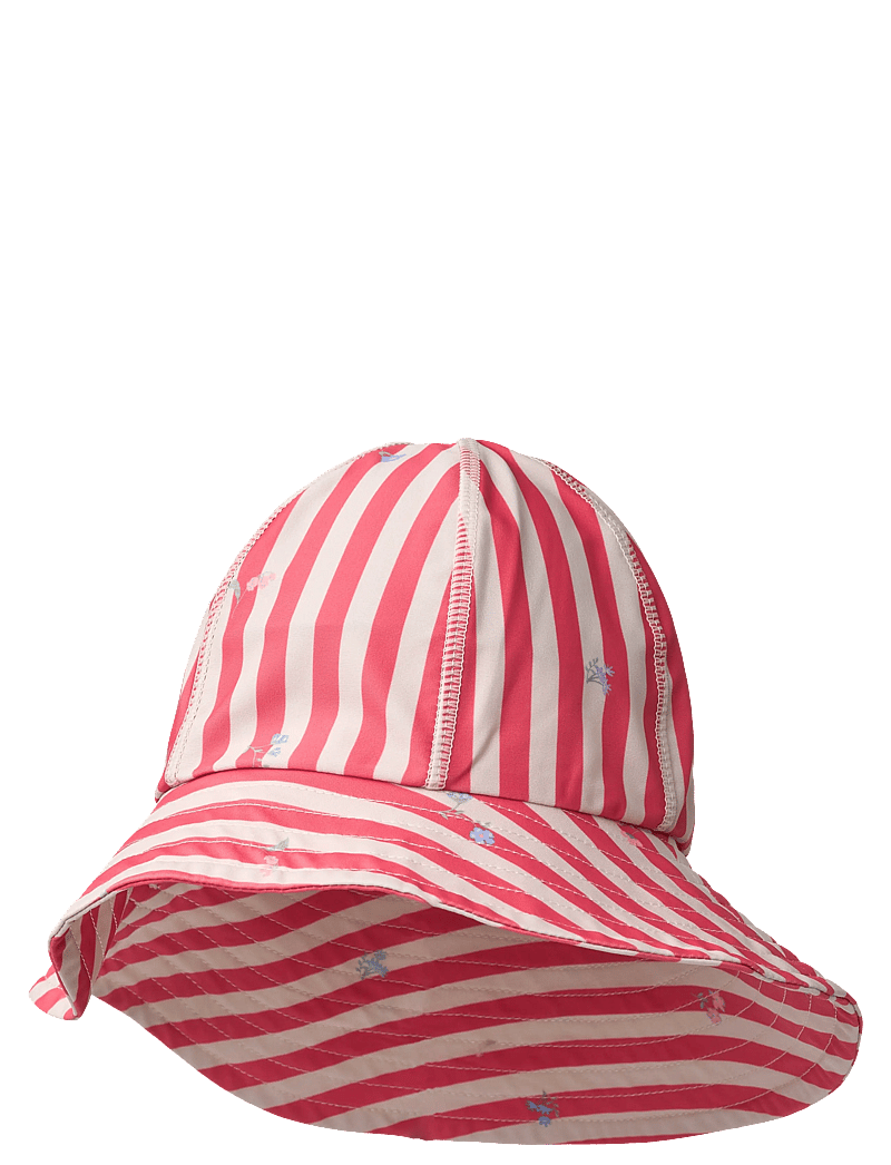 Wheat - UV Sun Hat Bora - swim hats - red stripe flowers - 0