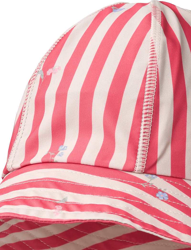 Wheat - UV Sun Hat Bora - swim hats - red stripe flowers - 1