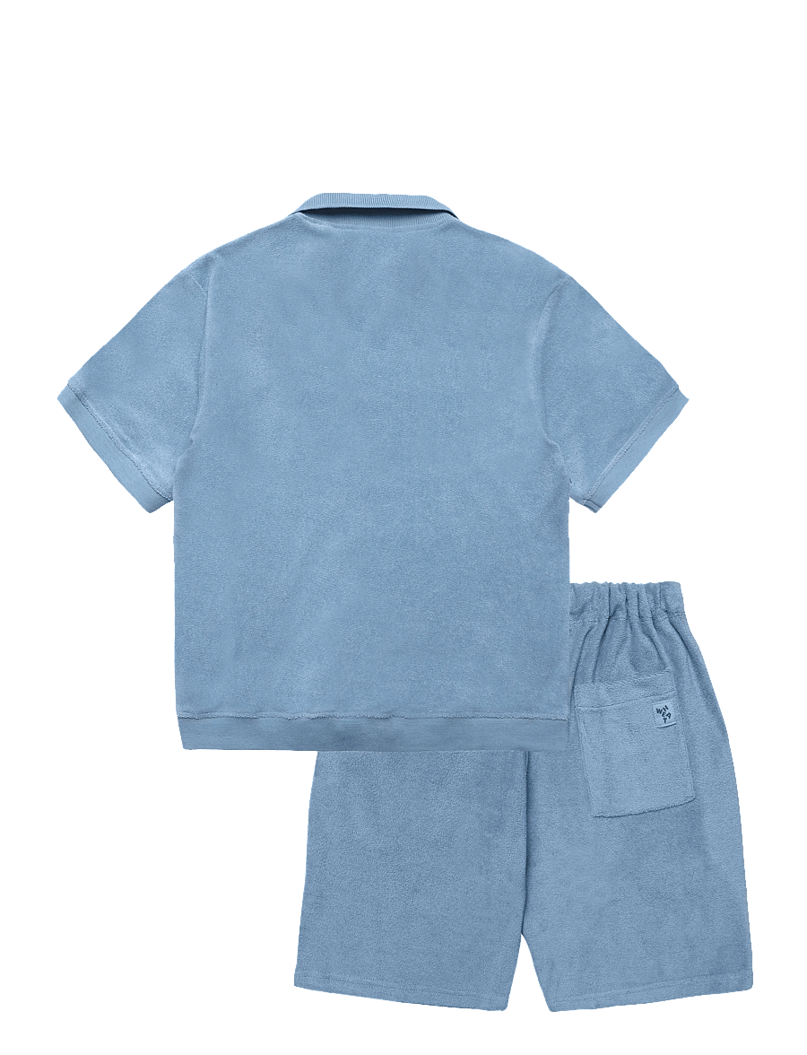Wheat - Set Polo S/S & Shorts Marlo - set med kortärmad t-shirt - faded denim - 1