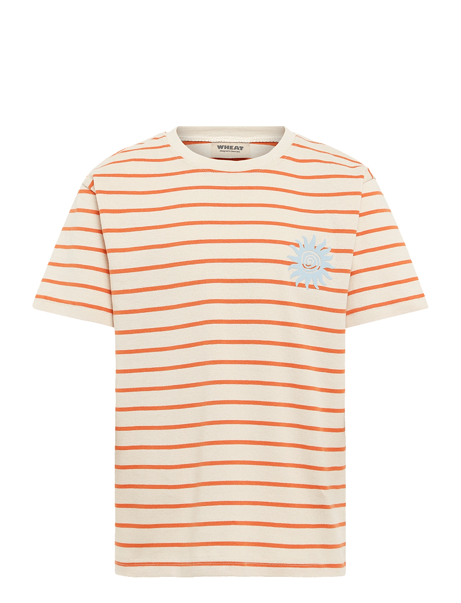 Wheat - T-shirt S/S Jay - kortærmede t-shirts - orange stripe - 0