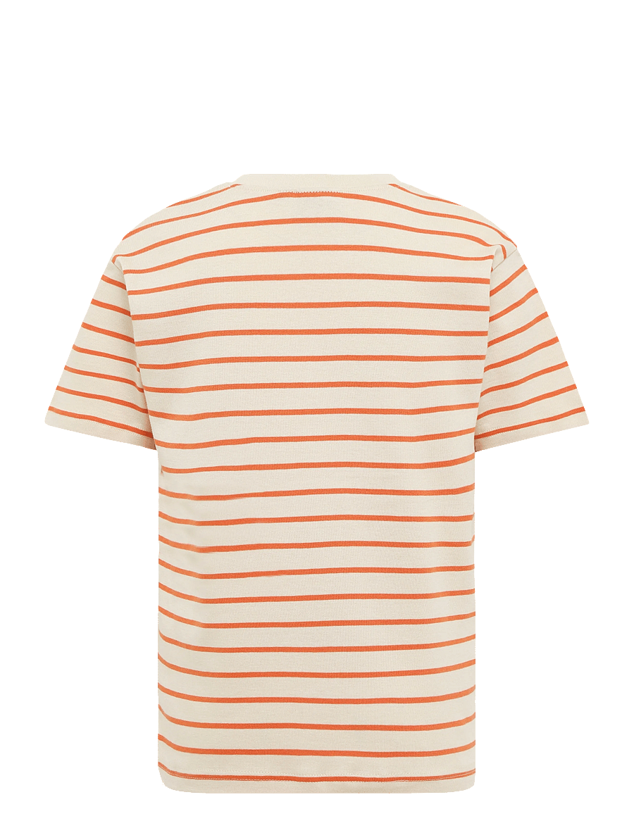 Wheat - T-shirt S/S Jay - kortærmede t-shirts - orange stripe - 1