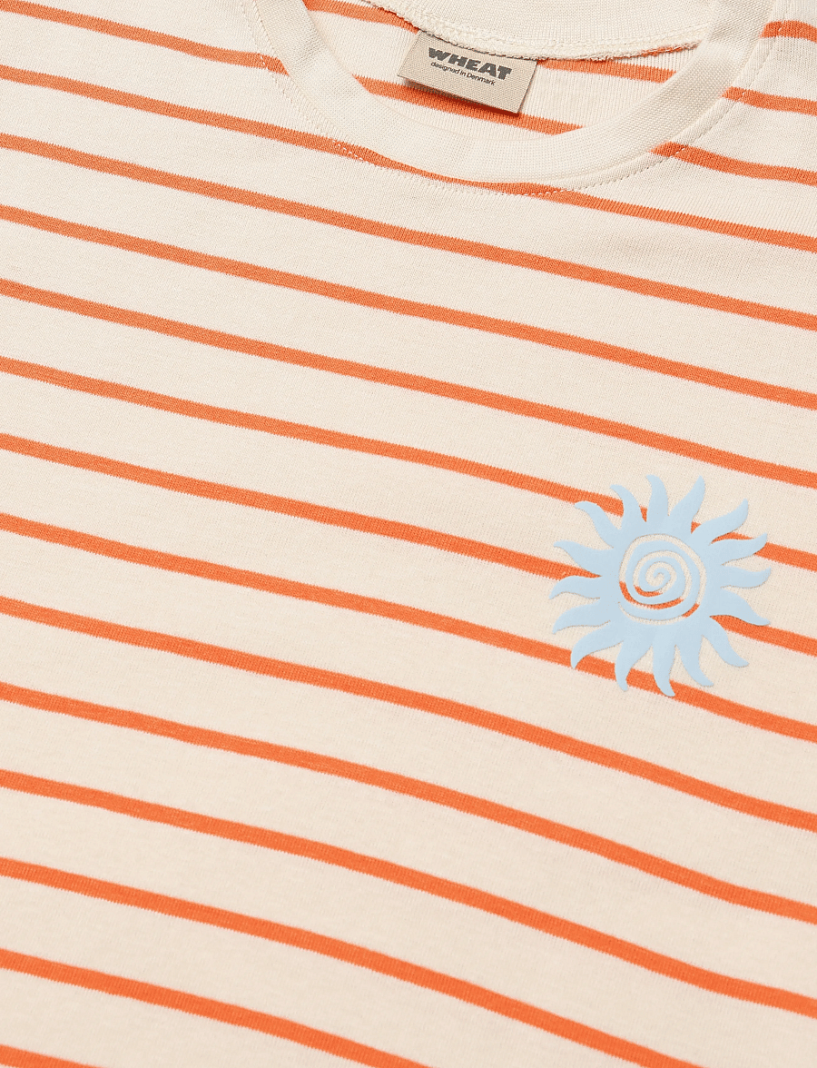 Wheat - T-shirt S/S Jay - kortærmede t-shirts - orange stripe - 2