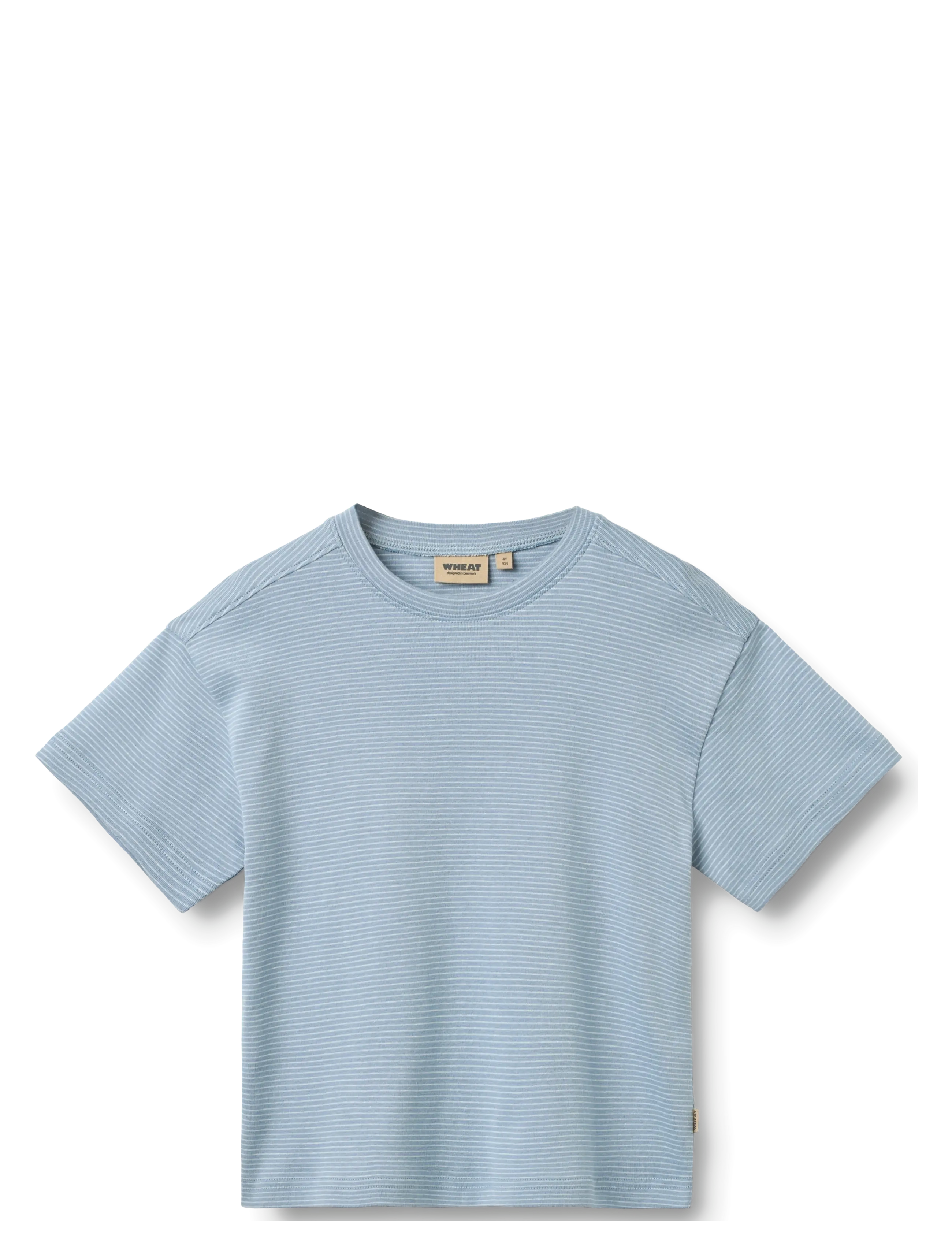 Wheat T-shirt S/S Tommy - Toppar & T-shirts - FADED BLUE STRIPE / blue