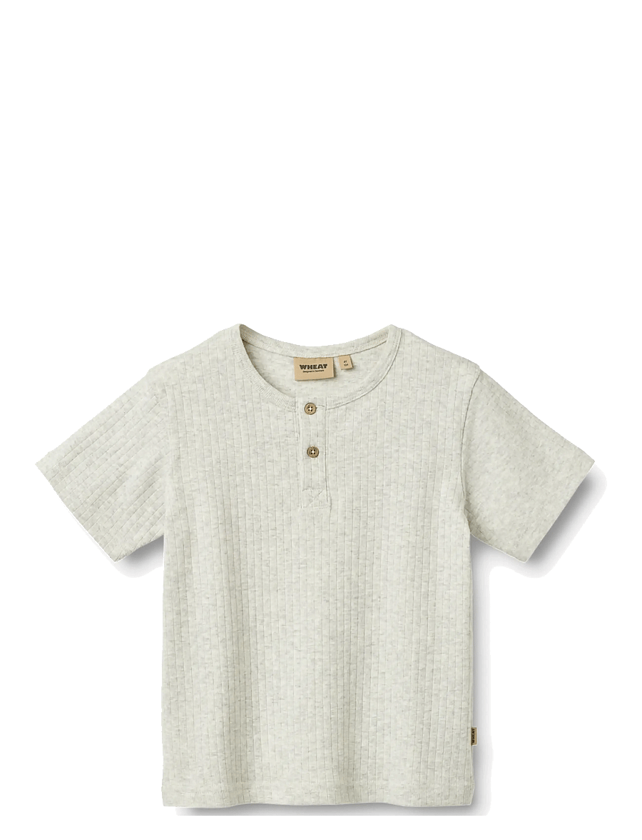 Wheat - T-Shirt S/S Lumi - kortærmede t-shirts - melange grey - 0