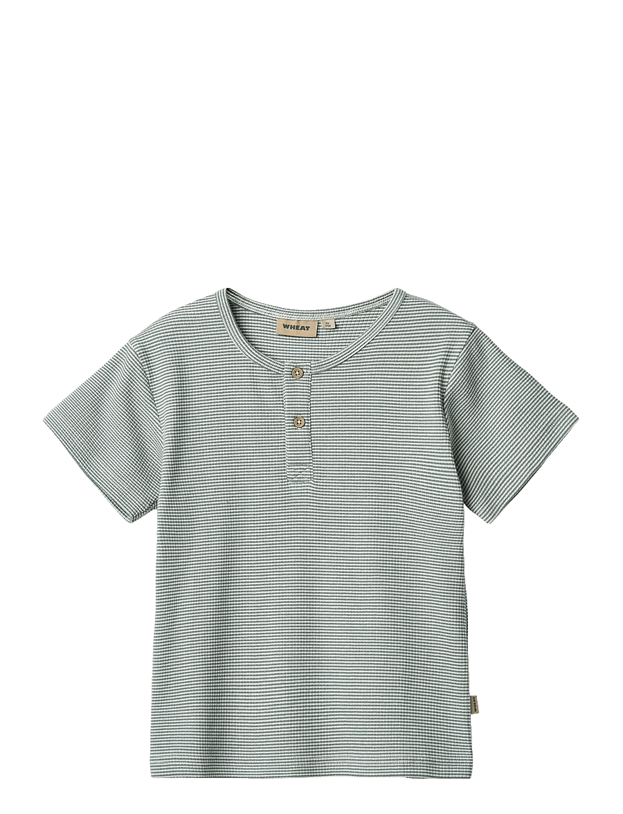 Wheat - T-Shirt S/S Lumi - stormy sea stripe - 0
