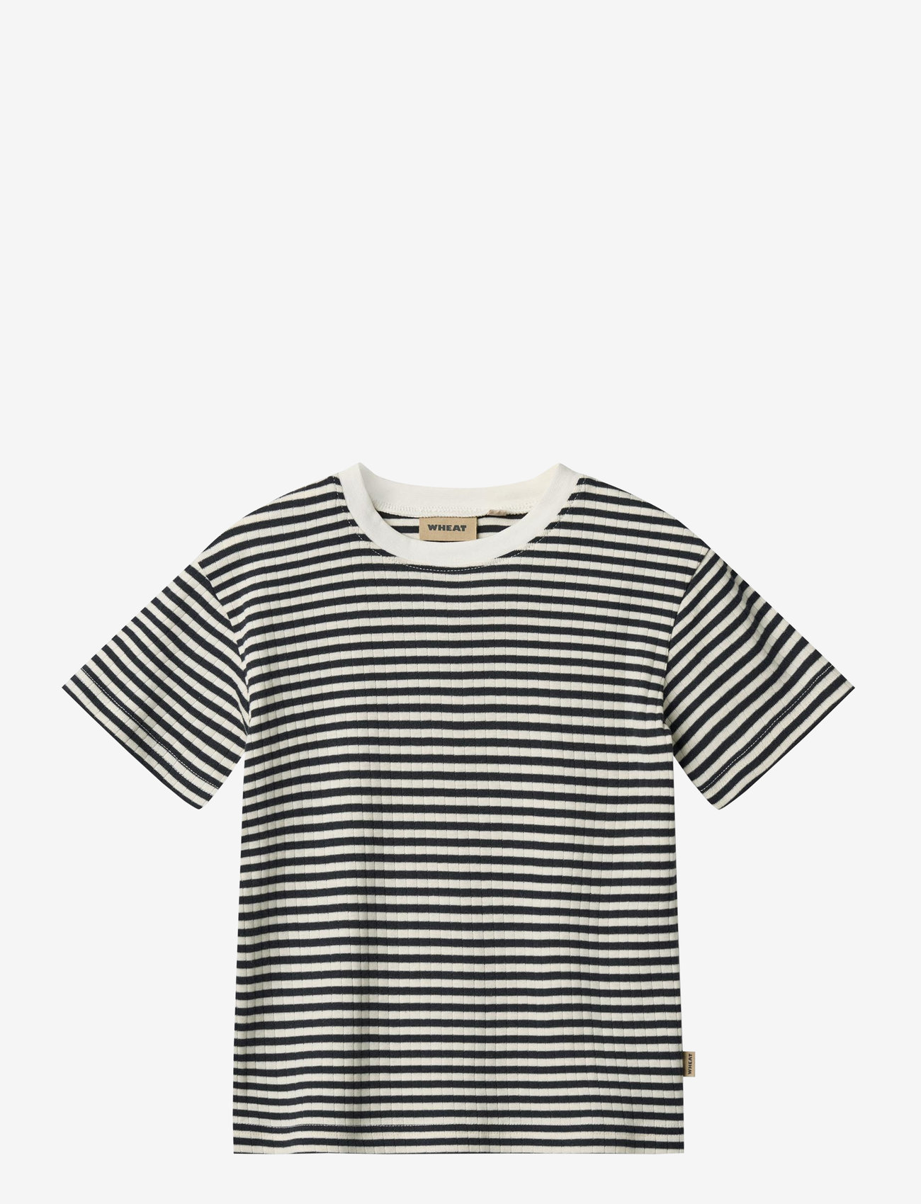 Wheat - T-Shirt S/S Fabian - kortærmede t-shirts - navy rib stripe - 0