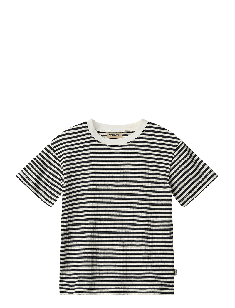 Wheat - T-Shirt S/S Fabian - short-sleeved t-shirts - navy rib stripe - 0