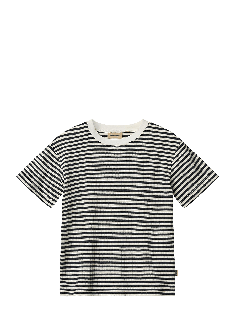 Wheat - T-shirt S/S Fabian - kurzärmelige - navy rib stripe - 0