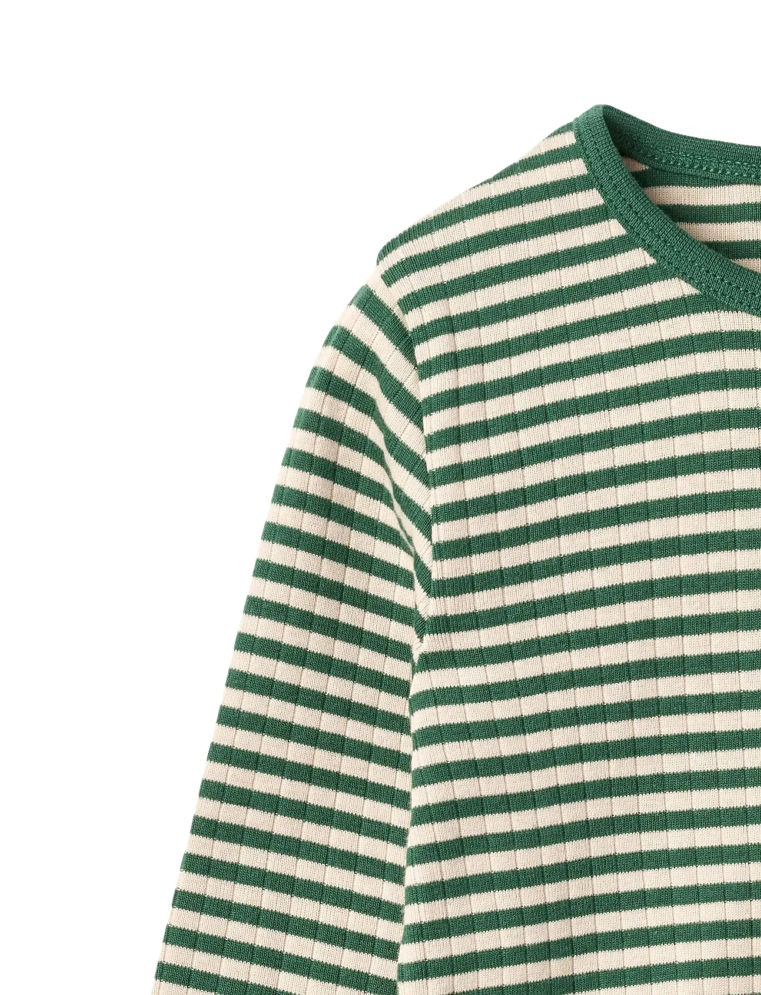 Wheat - T-shirt L/S Stig - langærmede t-shirts - green stripe - 2