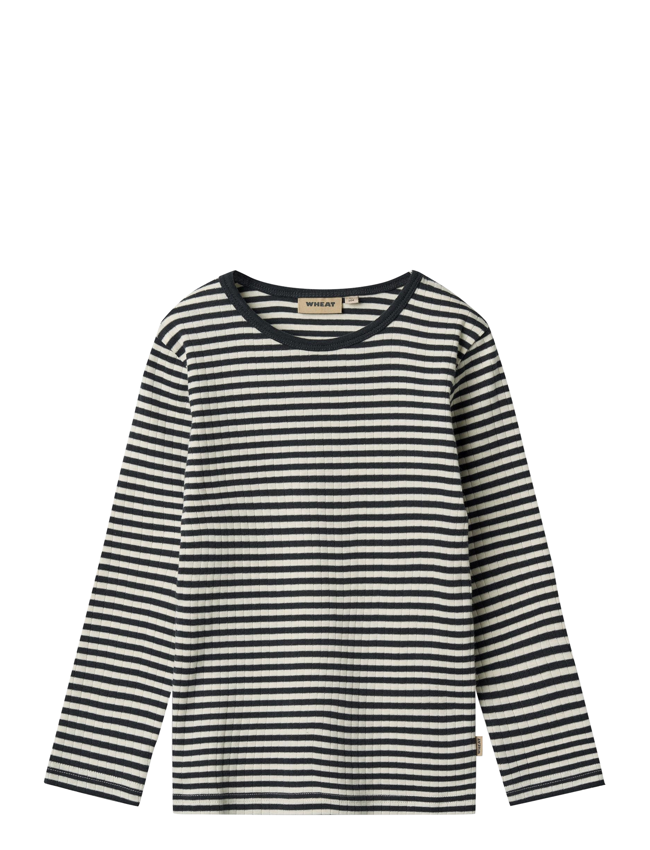 Wheat T-shirt L/S Stig - Last chance - NAVY RIB STRIPE / navy