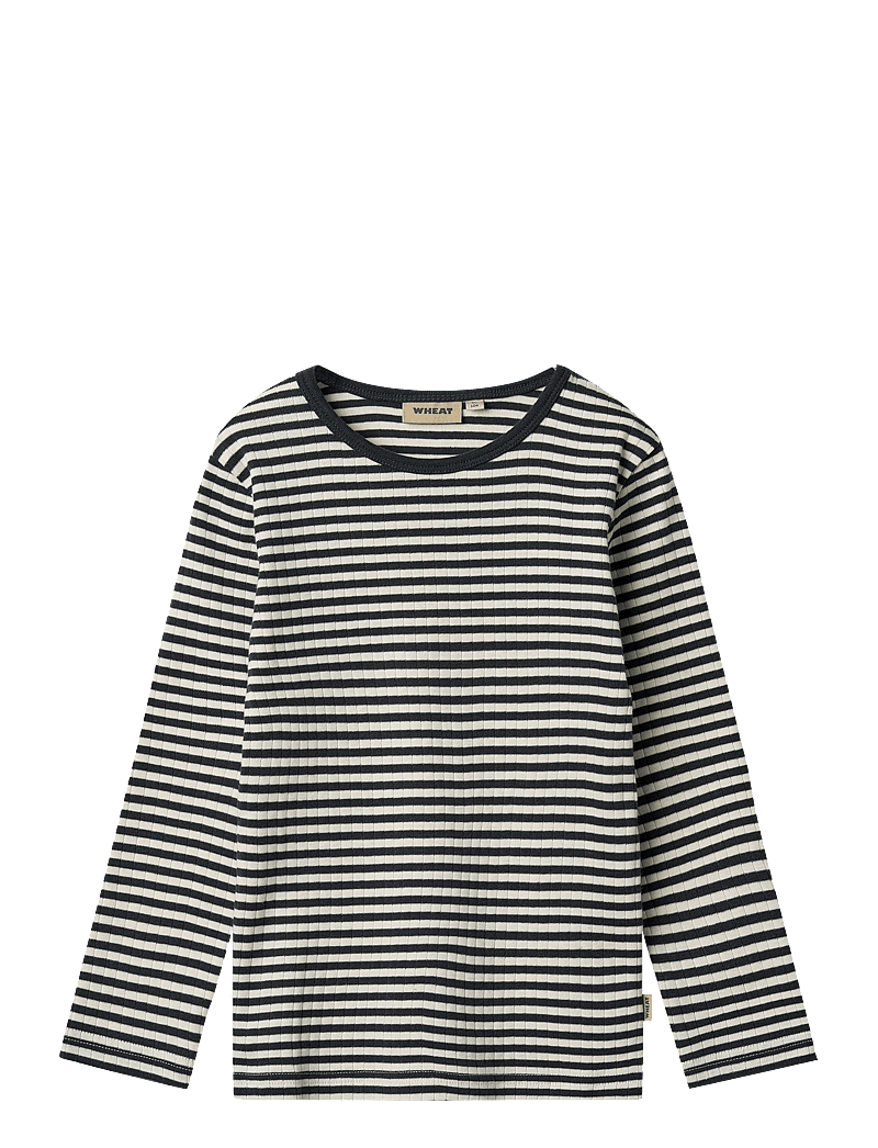 Wheat - T-shirt L/S Stig - langerma bolir - navy rib stripe - 0