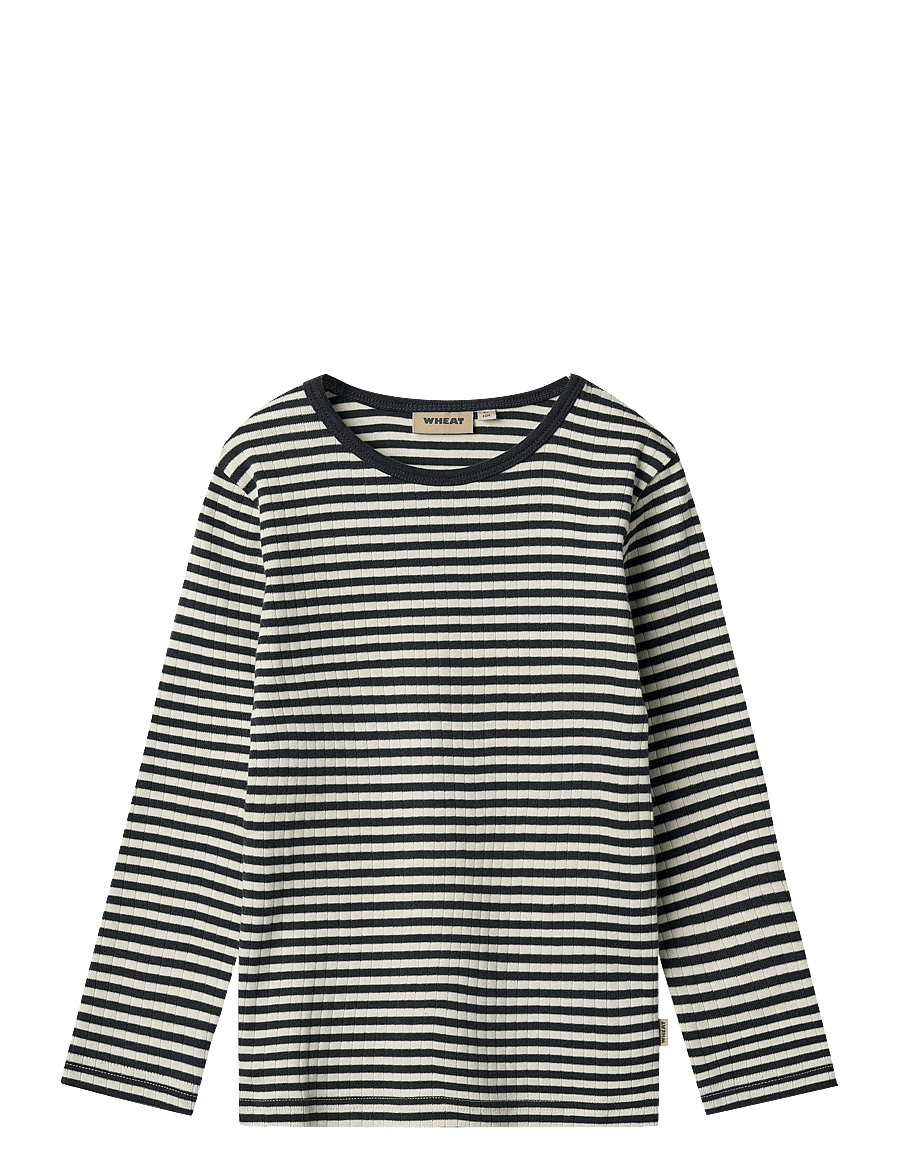 Wheat - T-shirt L/S Stig - langärmelig - navy rib stripe - 0