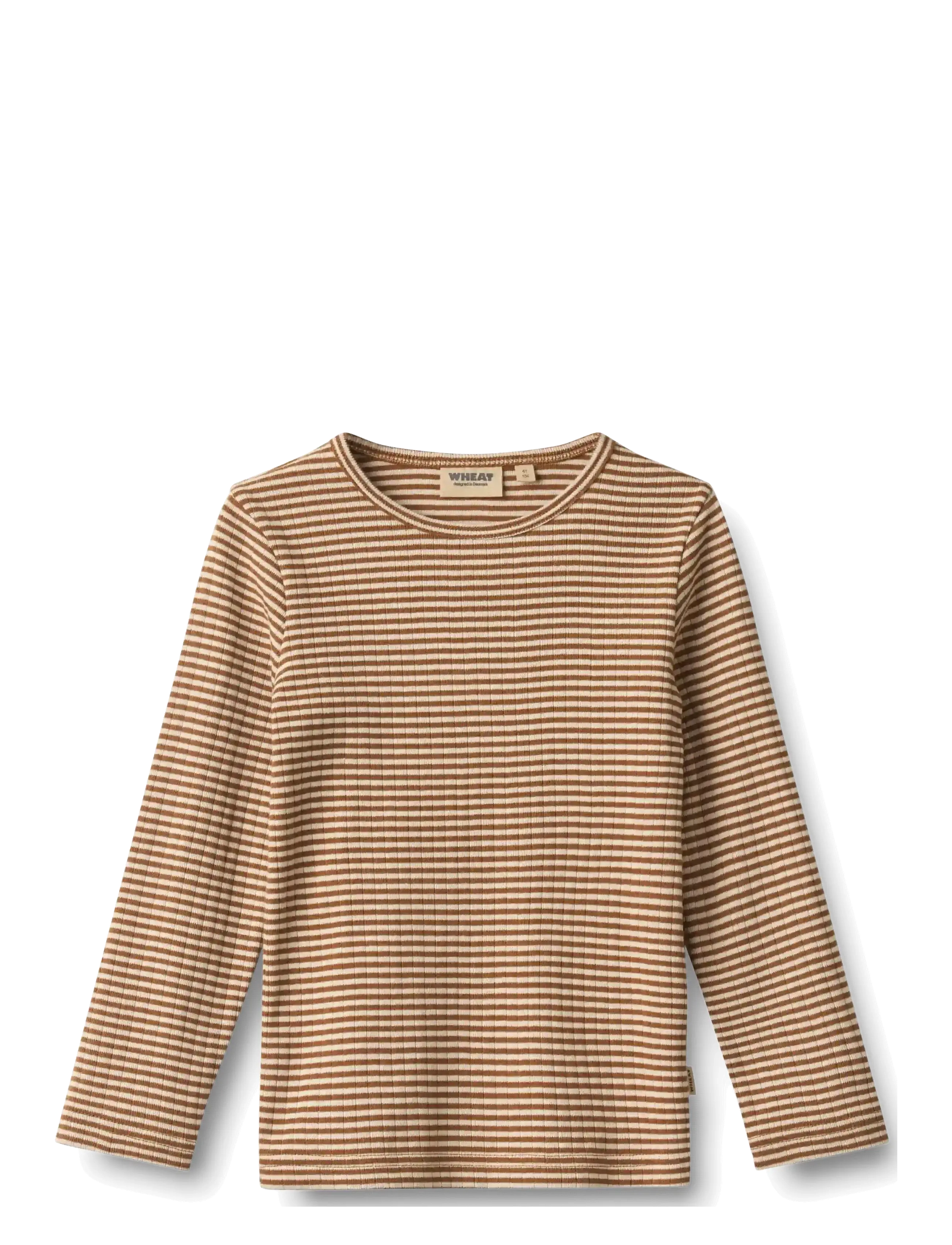 Wheat T-shirt L/S Stig - Oberteile & T-Shirts - WARM HAZEL STRIPE / brown