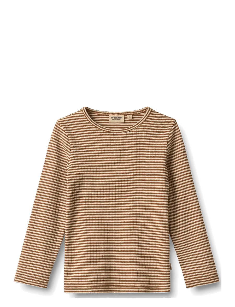 Wheat - T-shirt L/S Stig - langärmelig - warm hazel stripe - 0