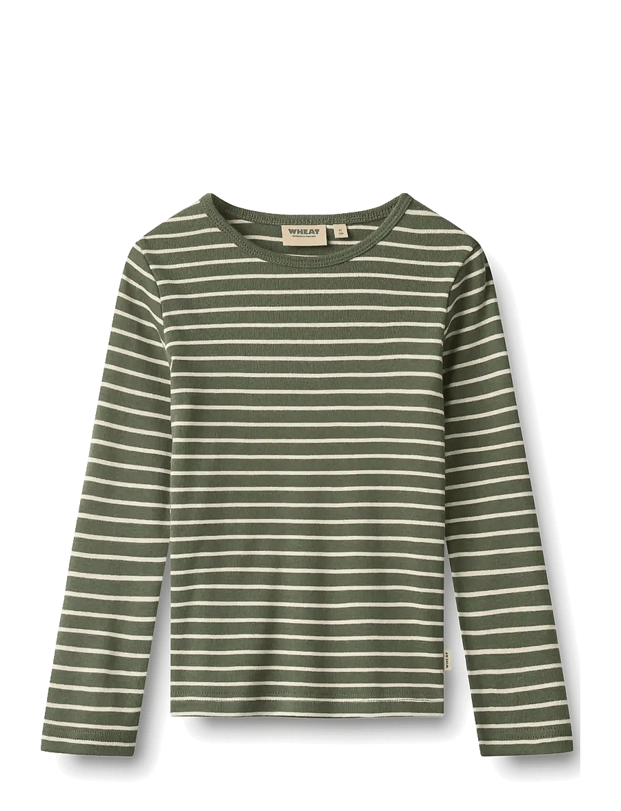 Wheat - T-shirt L/S Stig - langärmelig - dark green stripe - 0
