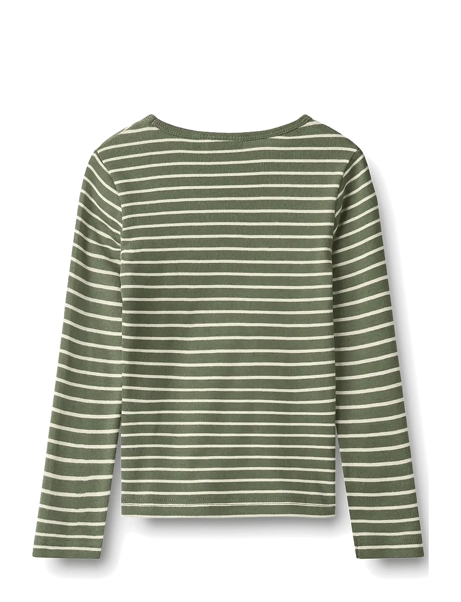 Wheat - T-shirt L/S Stig - langärmelig - dark green stripe - 1
