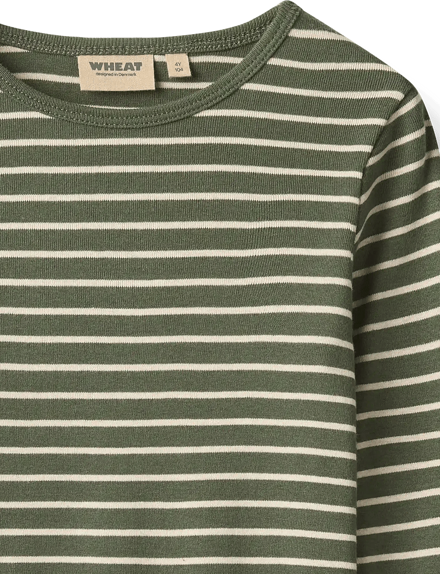 Wheat - T-shirt L/S Stig - langärmelig - dark green stripe - 2