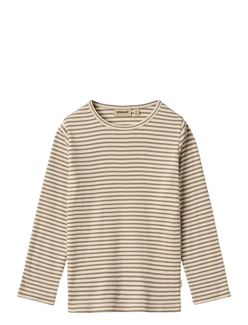 Wheat - T-shirt L/S Stig - långärmade t-shirts - stone stripe - 1
