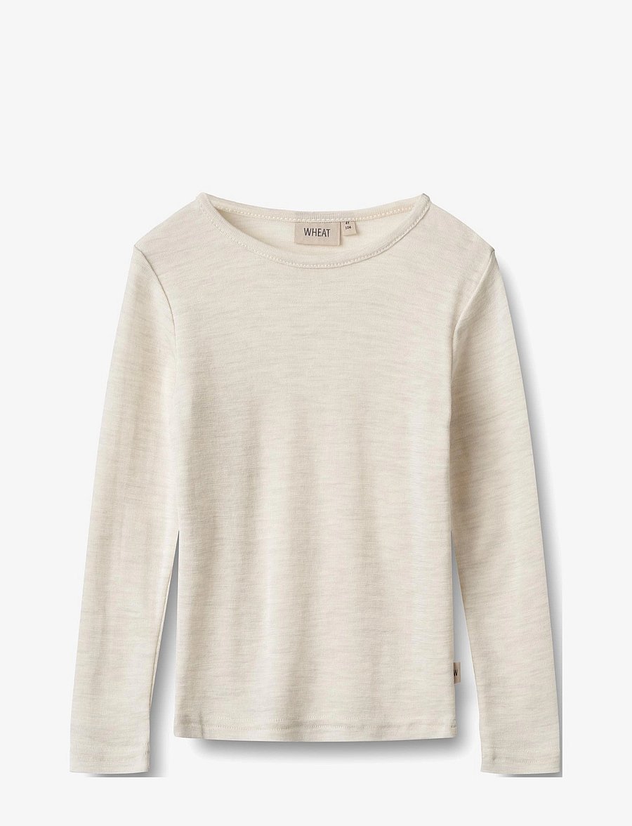 Wheat - Wool T-Shirt L/S Alfie - langärmelig - eggshell melange - 0